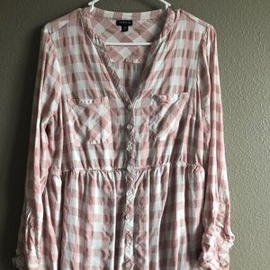 Torrid Blush and White Button Down Shirt